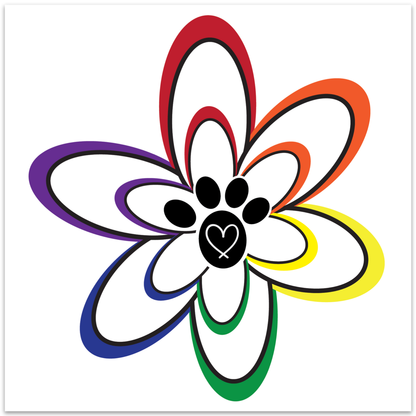 Rainbow Daisy Paw 6x6 Sticker