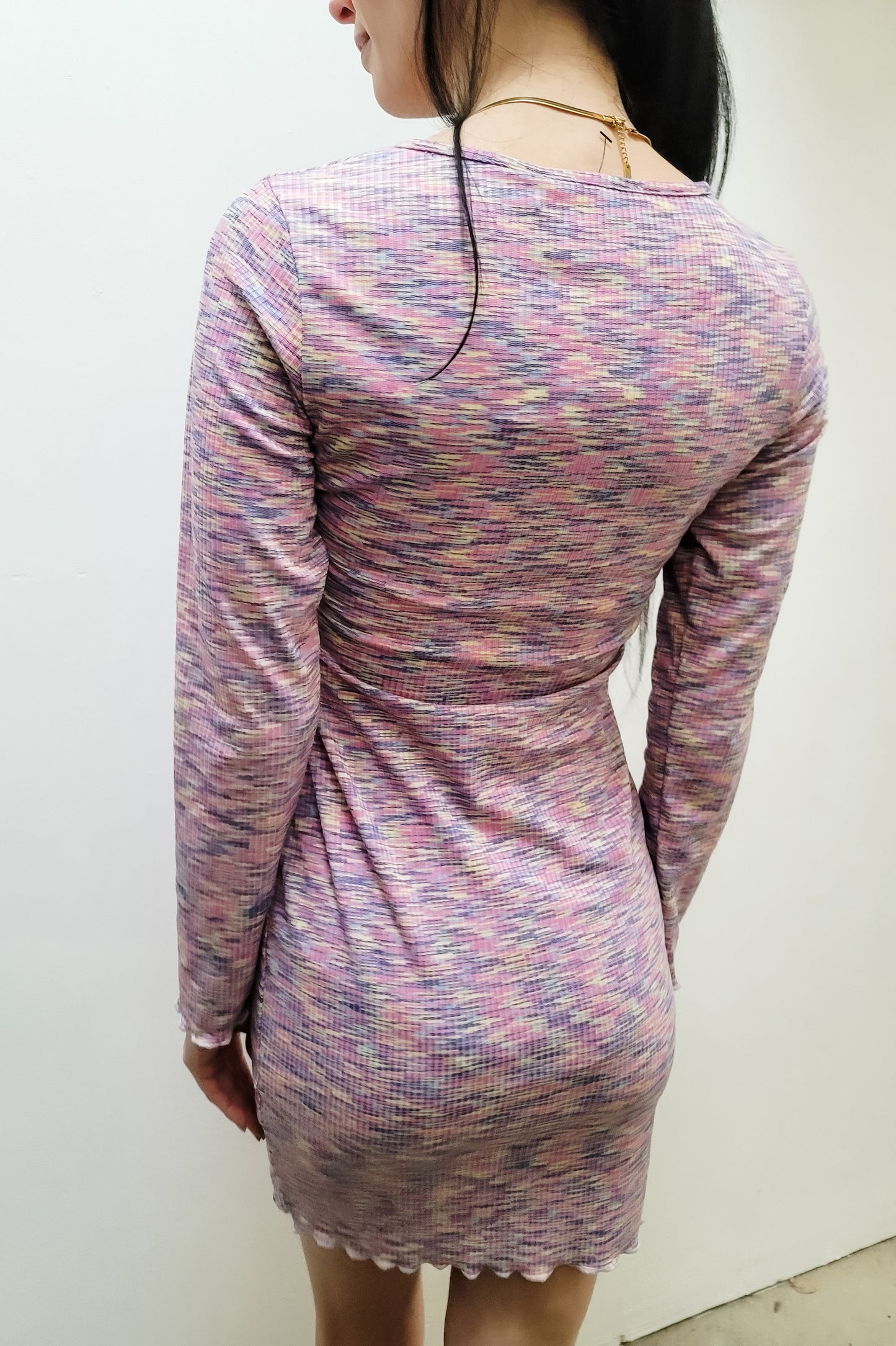 Lisa Says Gah Space Dye LS V-Neck Mini Dress