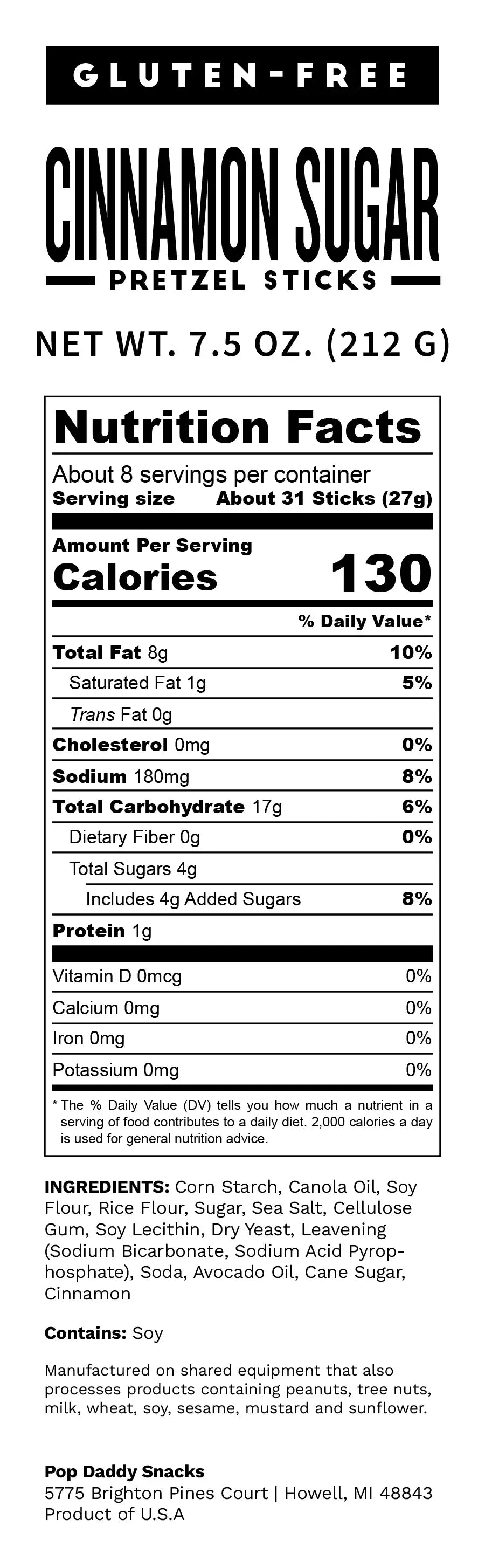 NEW Gluten-Free Cinnamon Sugar Seasoned Pretzels 7.5 oz