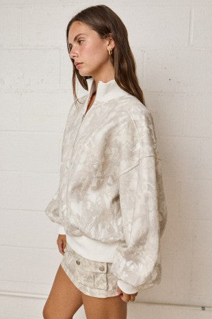 Camo Fleece Pullover Quarter Zip Sweatshirt