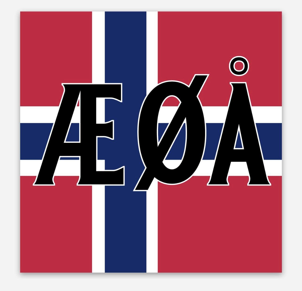 Æ Ø Å letters and flag 3x3 Sticker