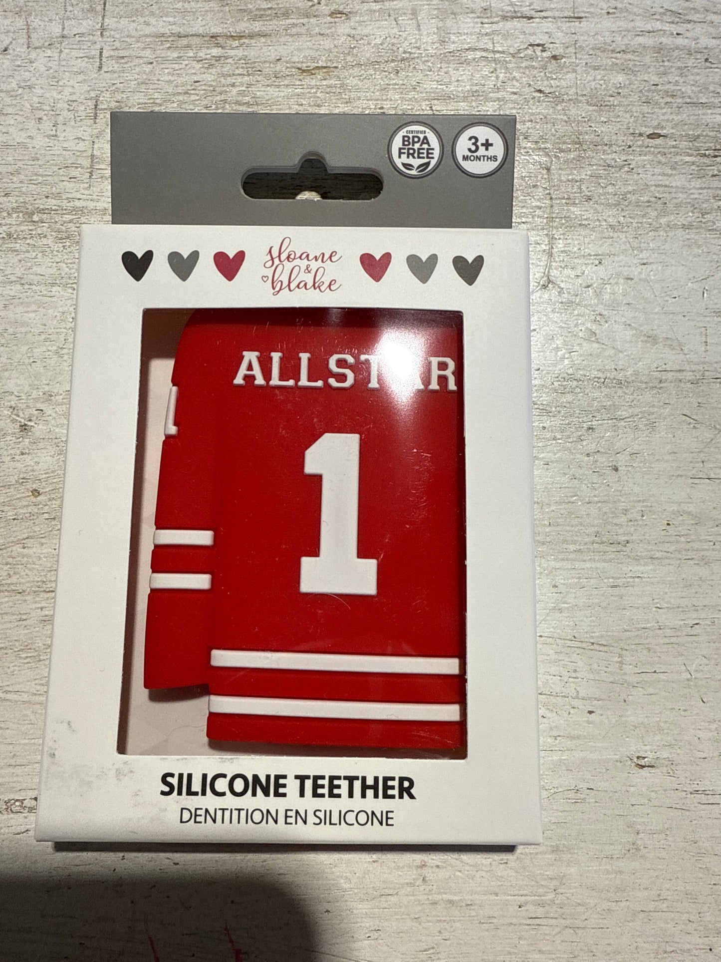 Red Jersey Silicone Teether