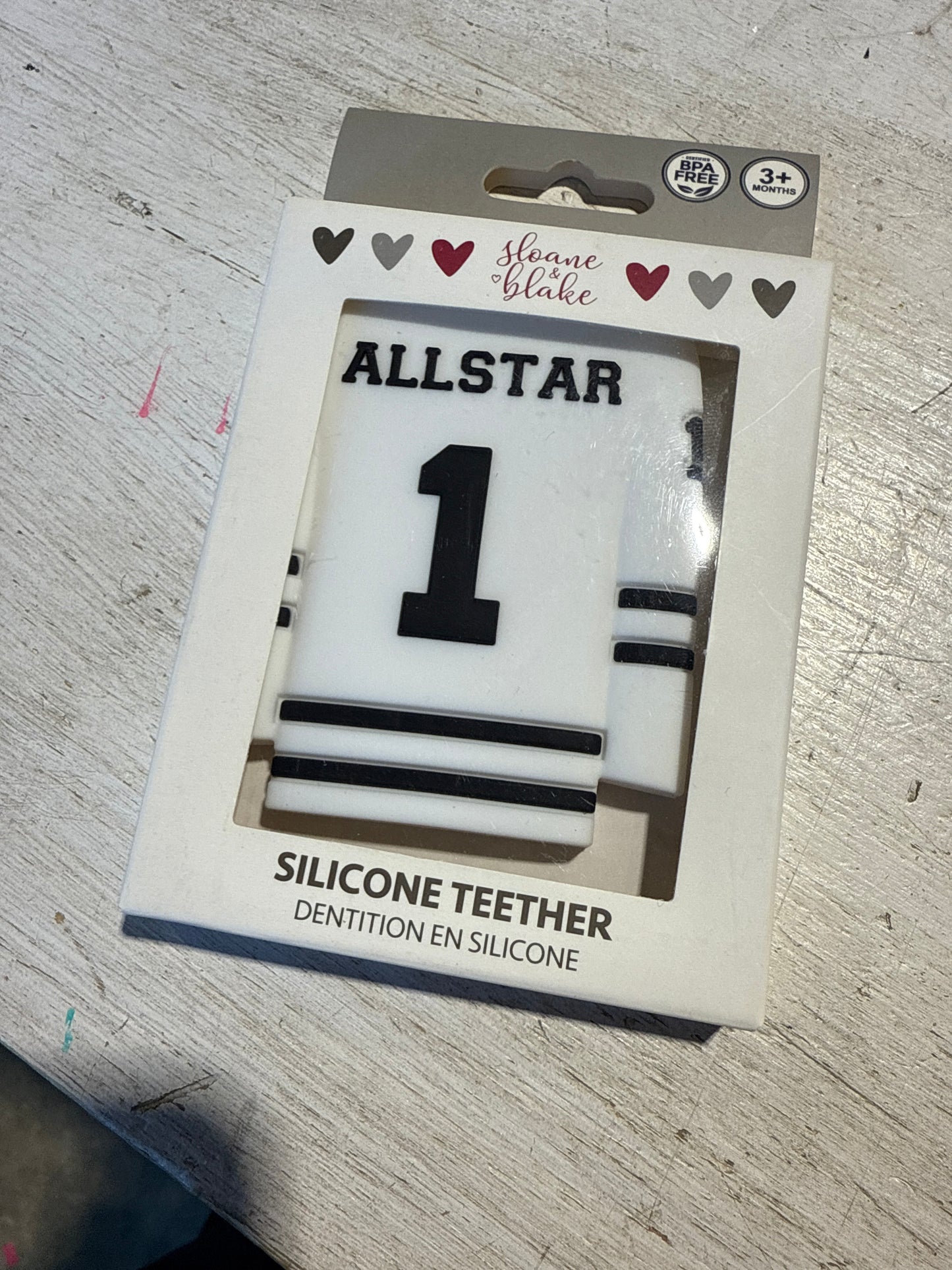 White Jersey Silicone Teether