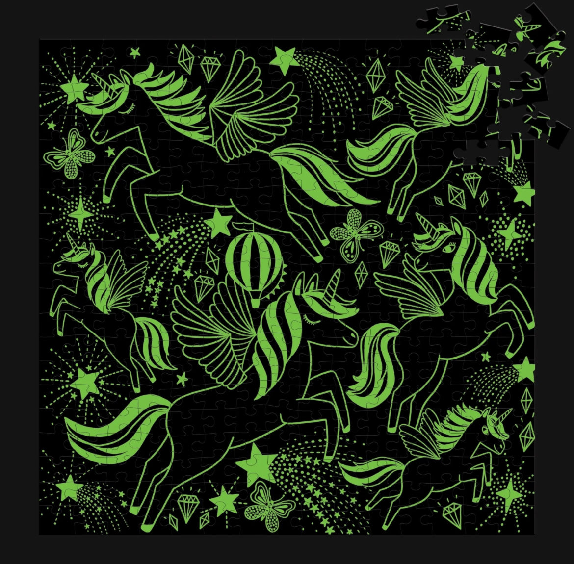 Unicorns Illuminated 300 Piece Glow in the Dark Family Puzzle