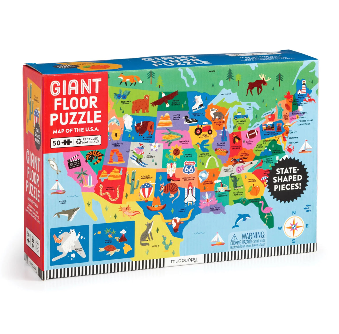 Map of the U.S.A. 50 Piece Giant Floor Puzzle