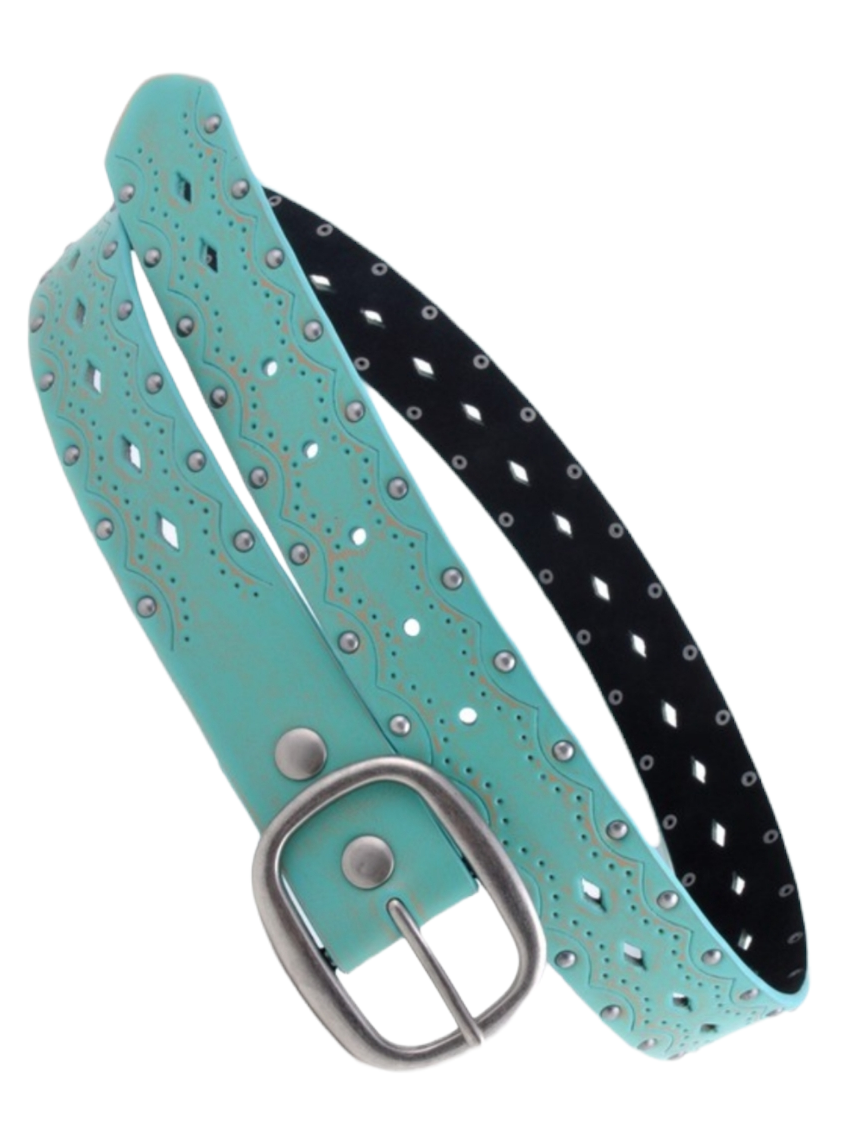 Turquoise Vintage Stud Distressed Belt
