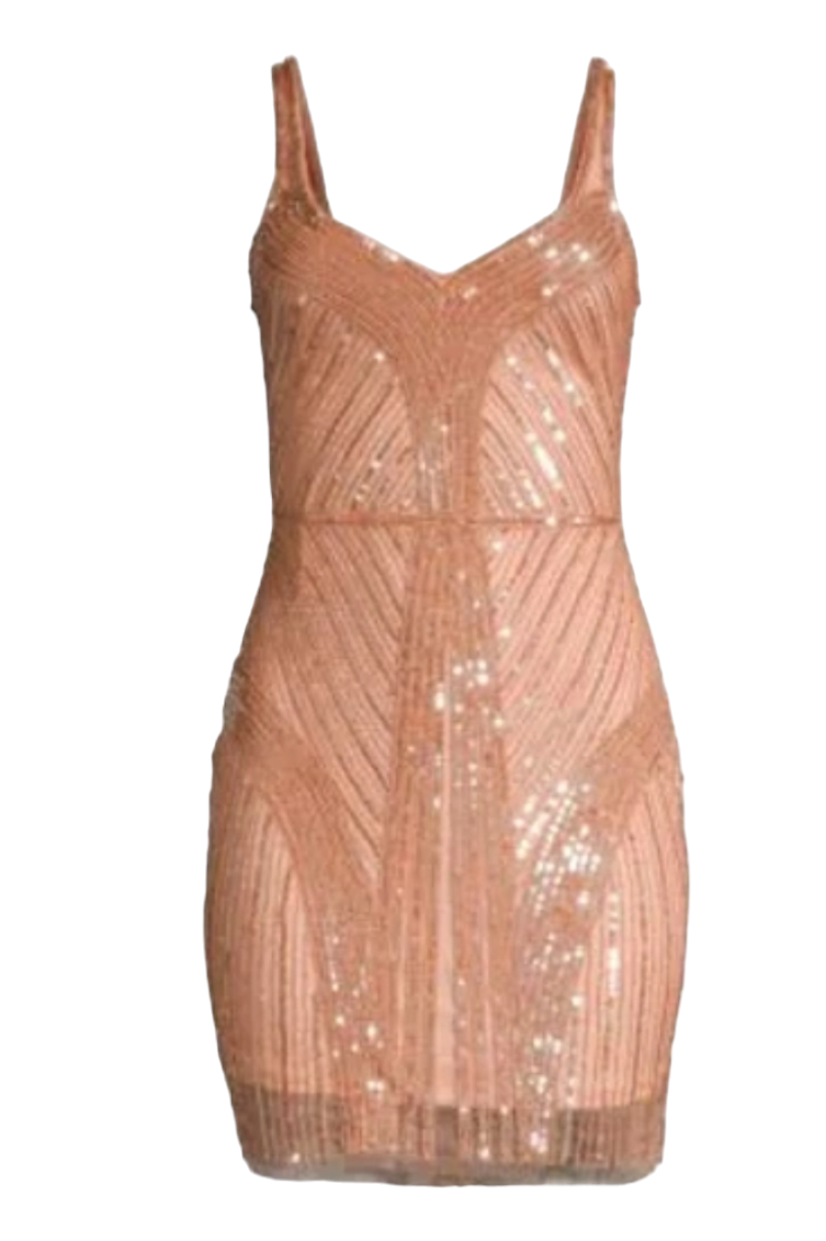 Parker Lauren Rose Peach Sequin Dress
