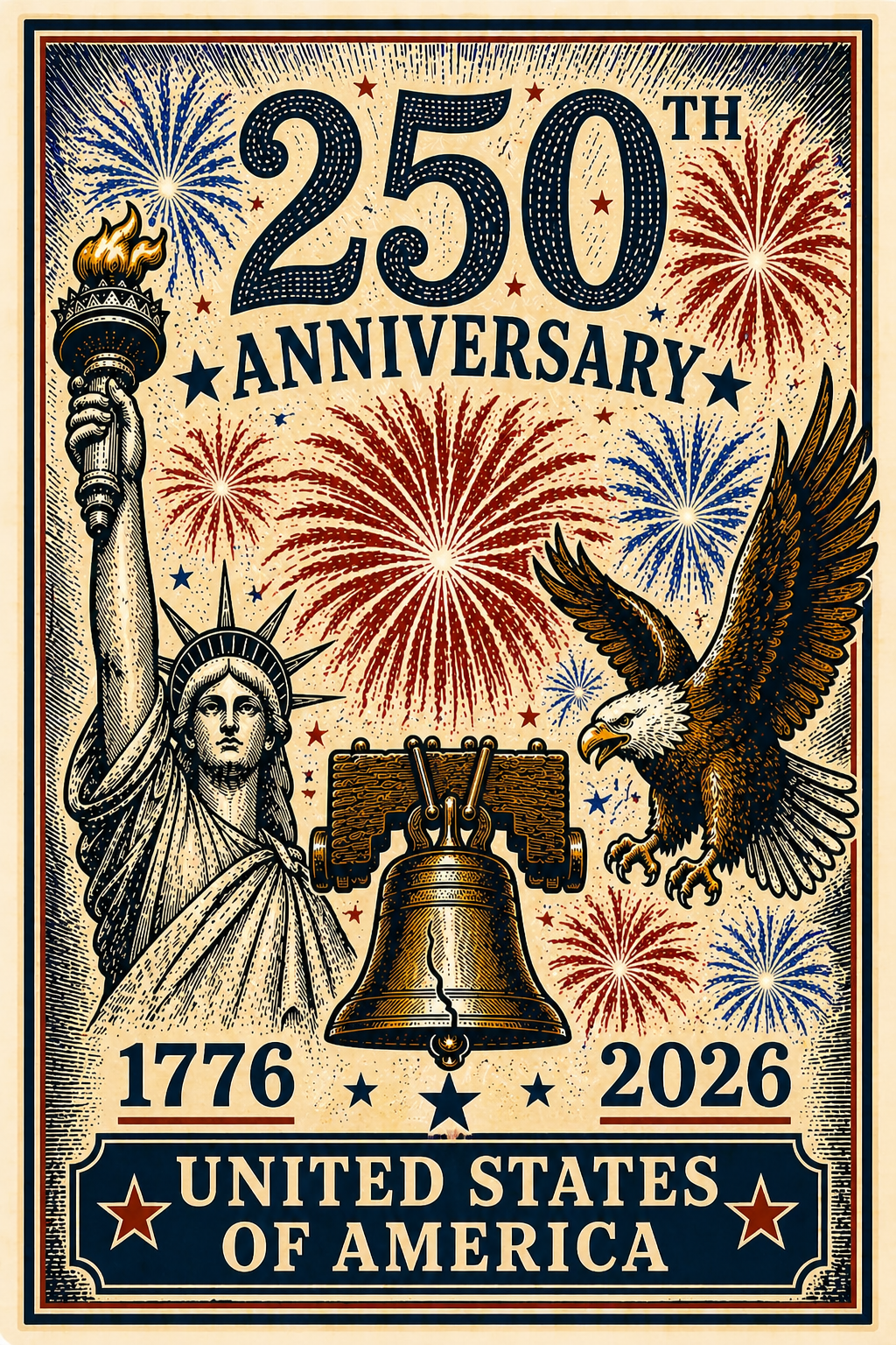 rectangle 250th Anniversary USA Sticker