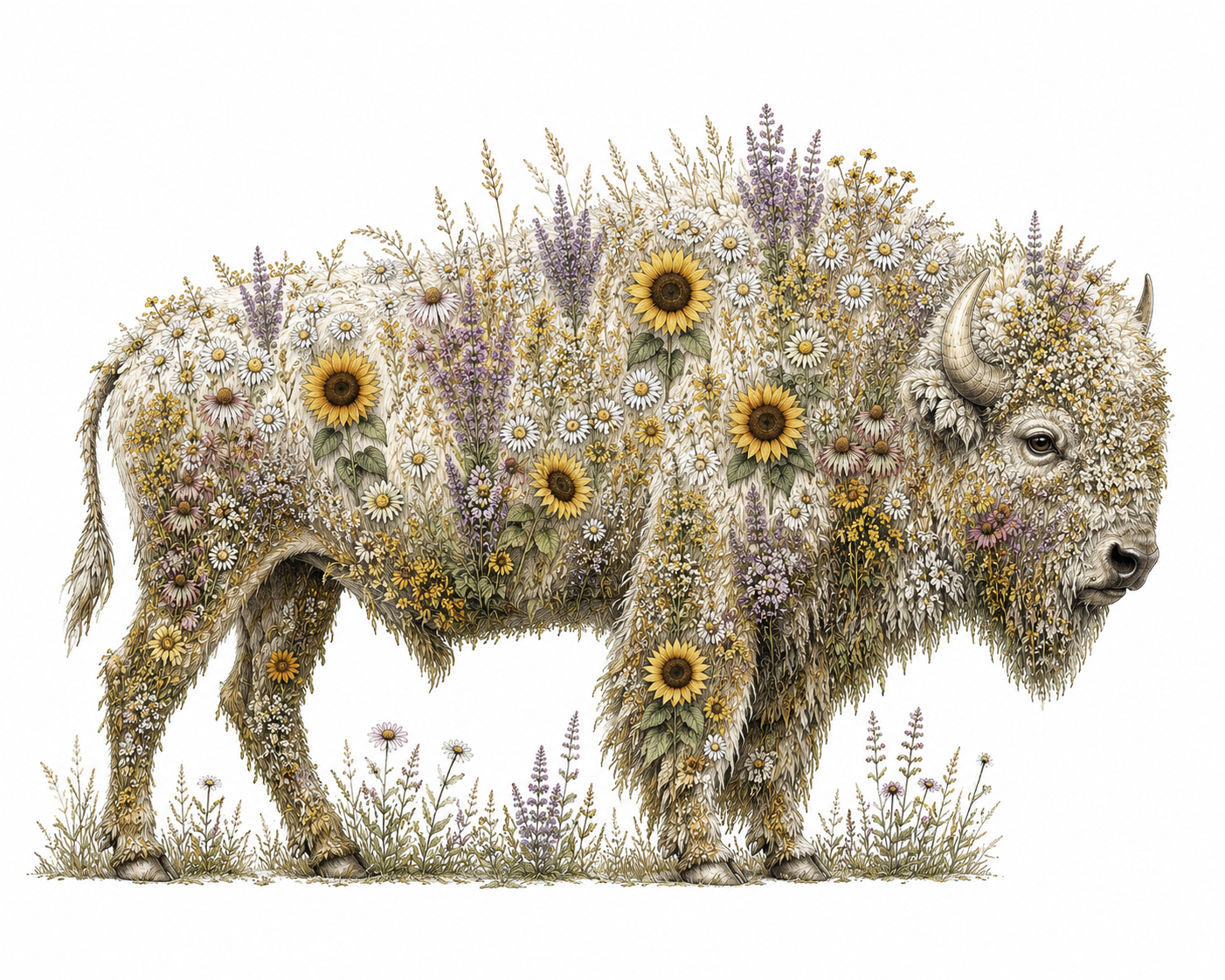 Buffalo Wildflower WHITE Sticker