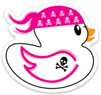 Ducky in Pink Skull Bandana Blk Tattoo