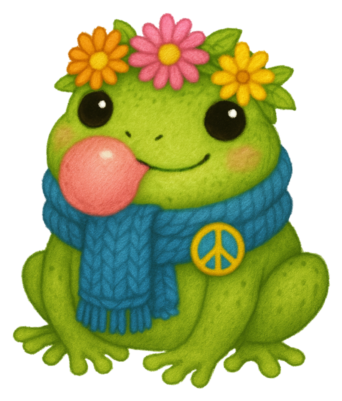 Hippie Bubble Gum Scarf Frog sticker