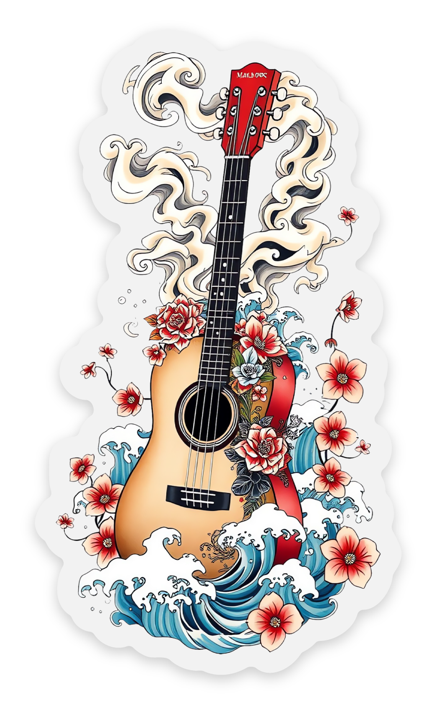 Guitar & Flowers -Clear