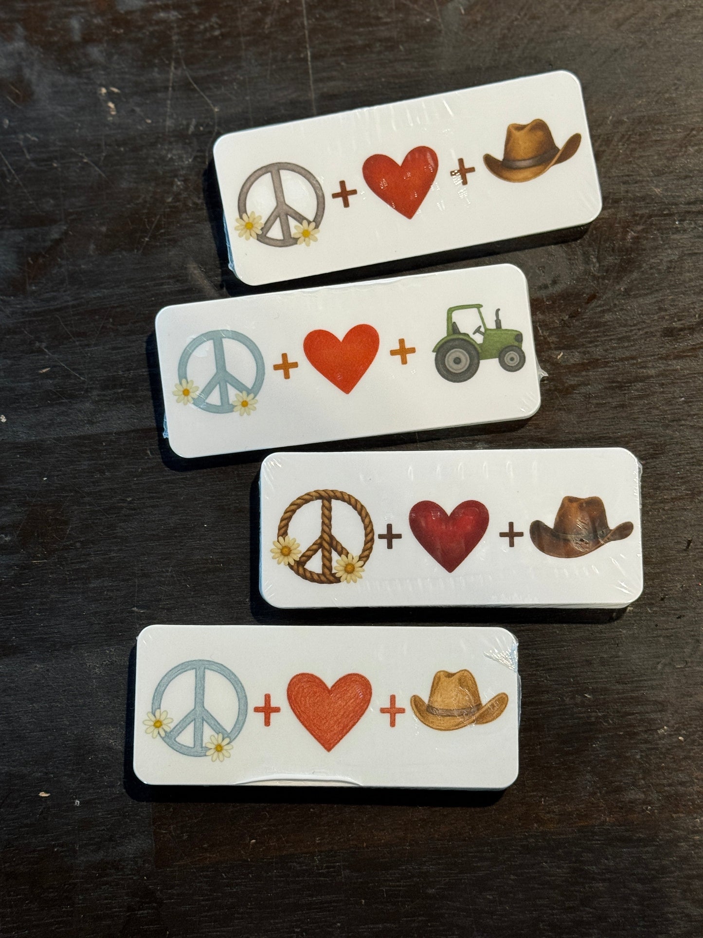 GRAY Peace Love Hat Sticker