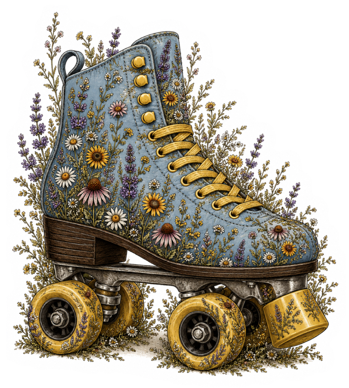 Roller Skate Wildflower magnet