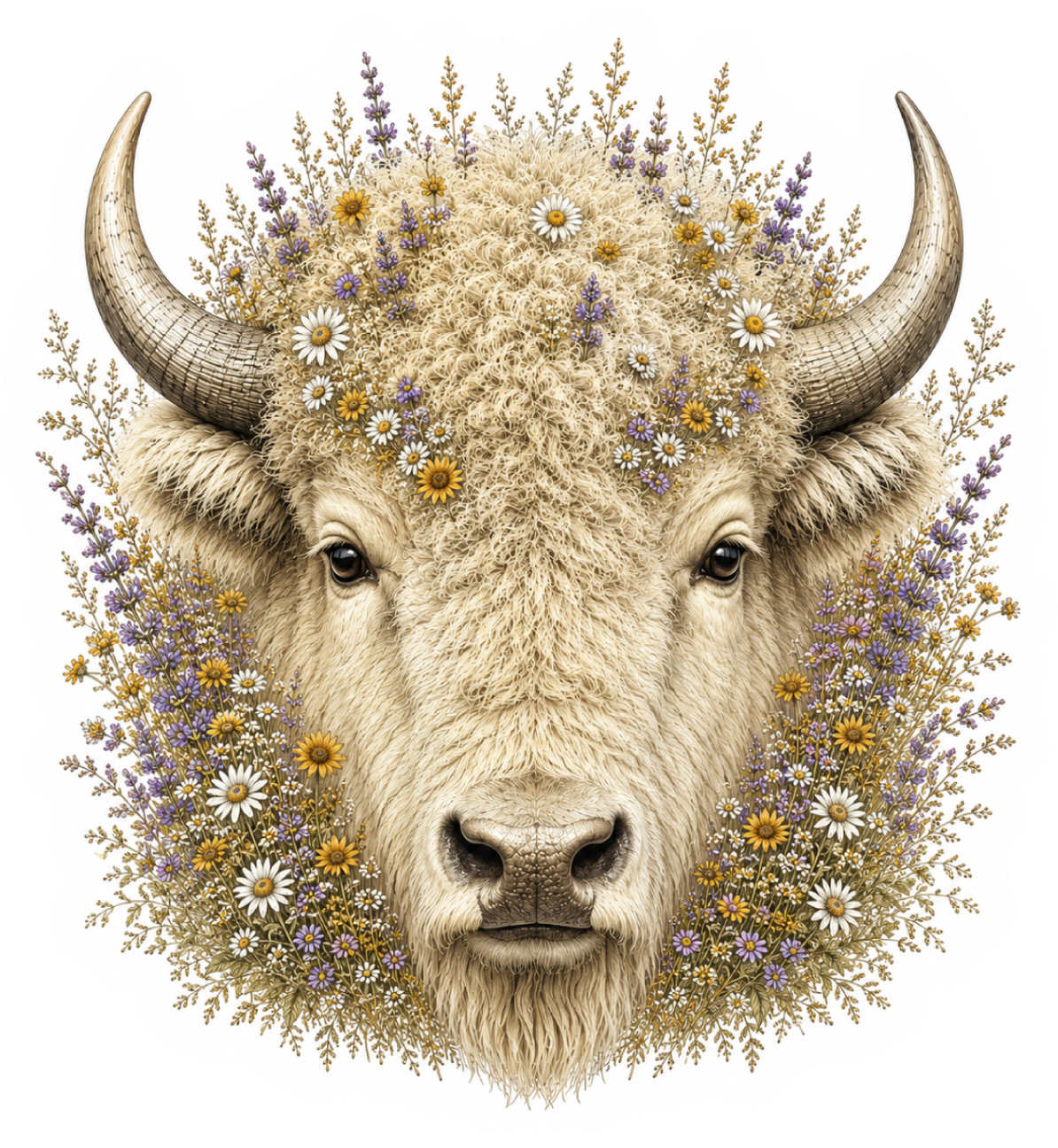 Prairie Buffalo Wildflower WHITE magnet