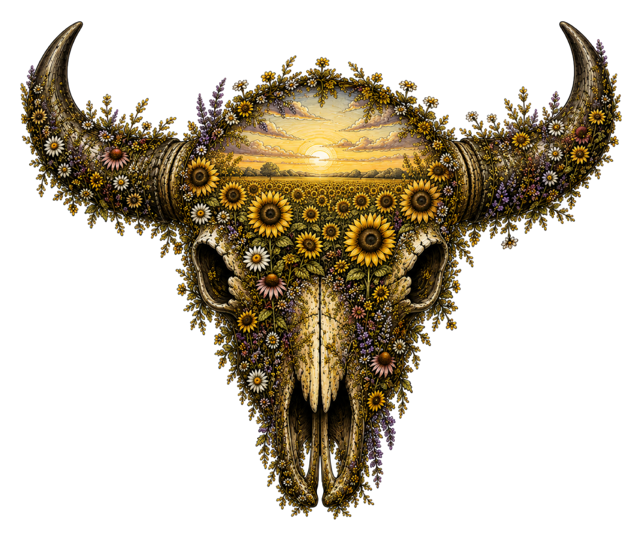 Sunflower Skull Wildflower magnet