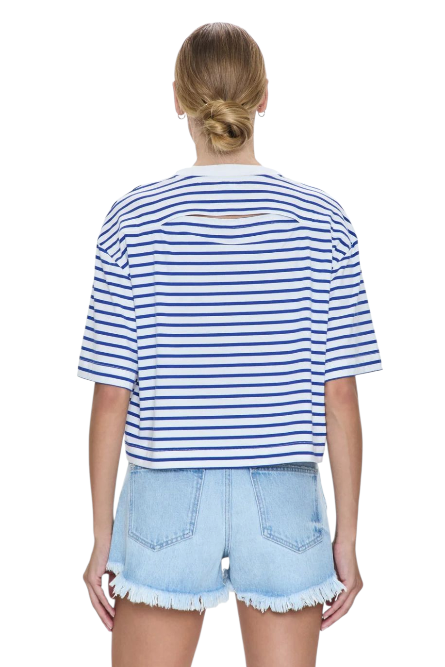 Pistola Mae Blue Stripe Maritime Cropped Tee