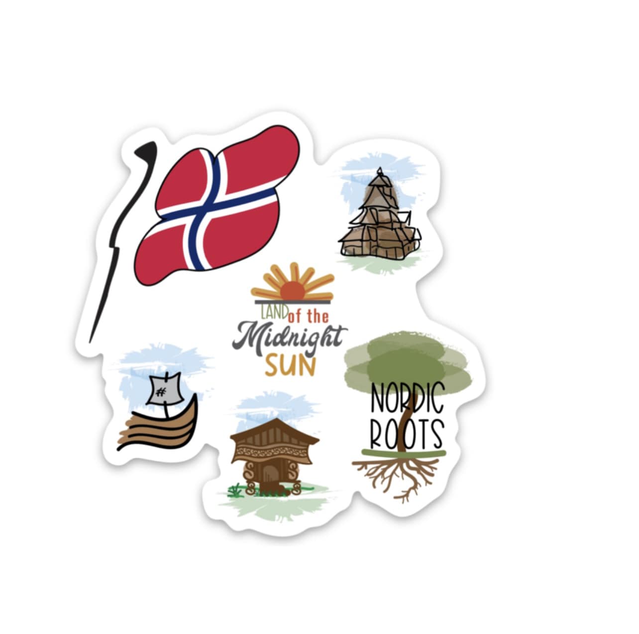 Norway Sketches Die Cut Sticker