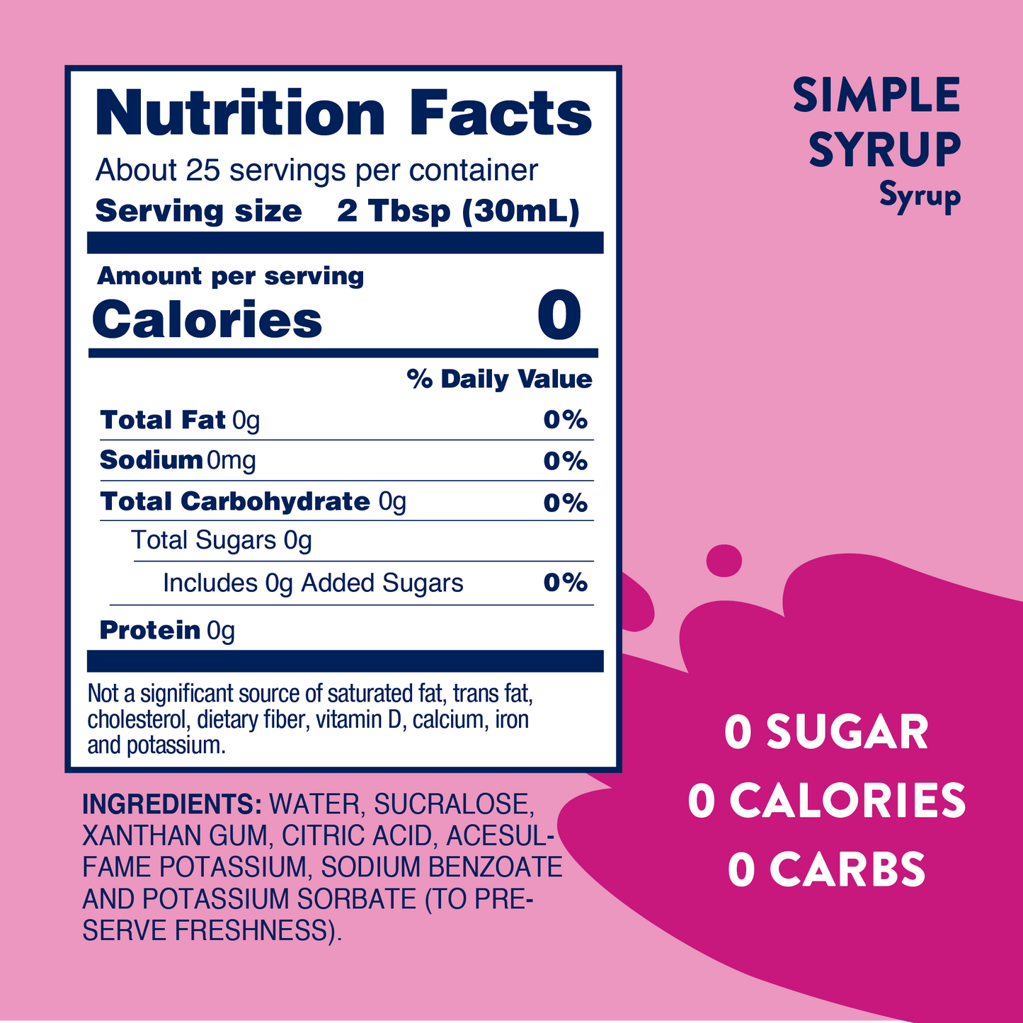 Sugar Free Simple Syrup - 375ml Mixer