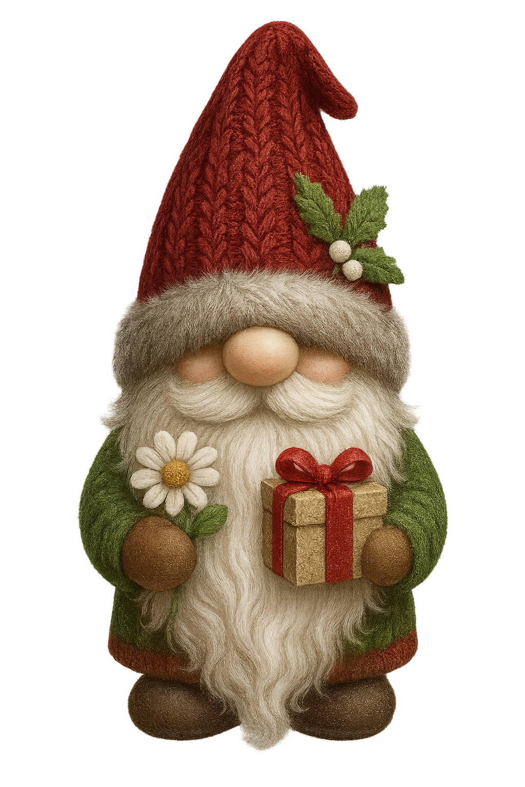 Gnome Christmas Daisy button