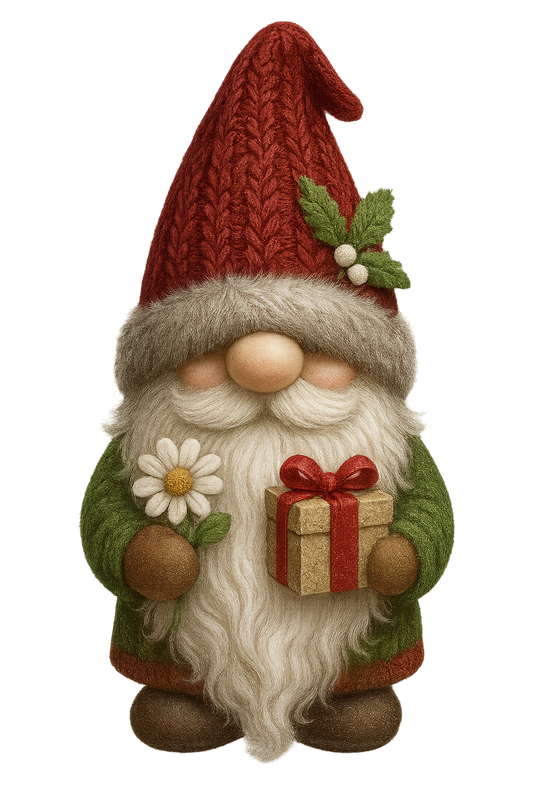 Gnome Christmas Daisy button