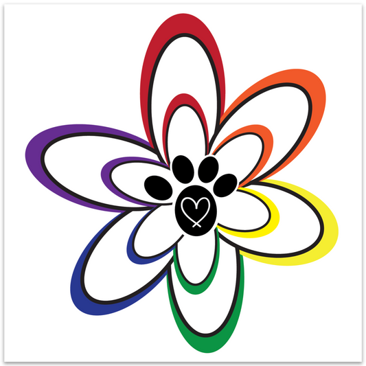 Rainbow Daisy Paw 6x6 Sticker