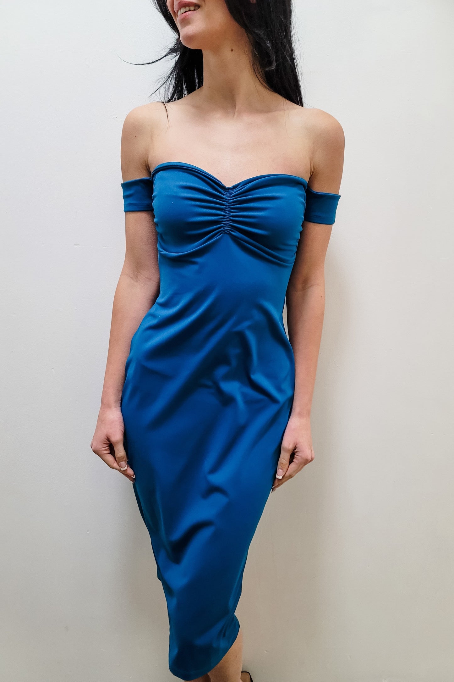 Susana Monaco Fresh Water Off Shoulder Gathered Front Dress