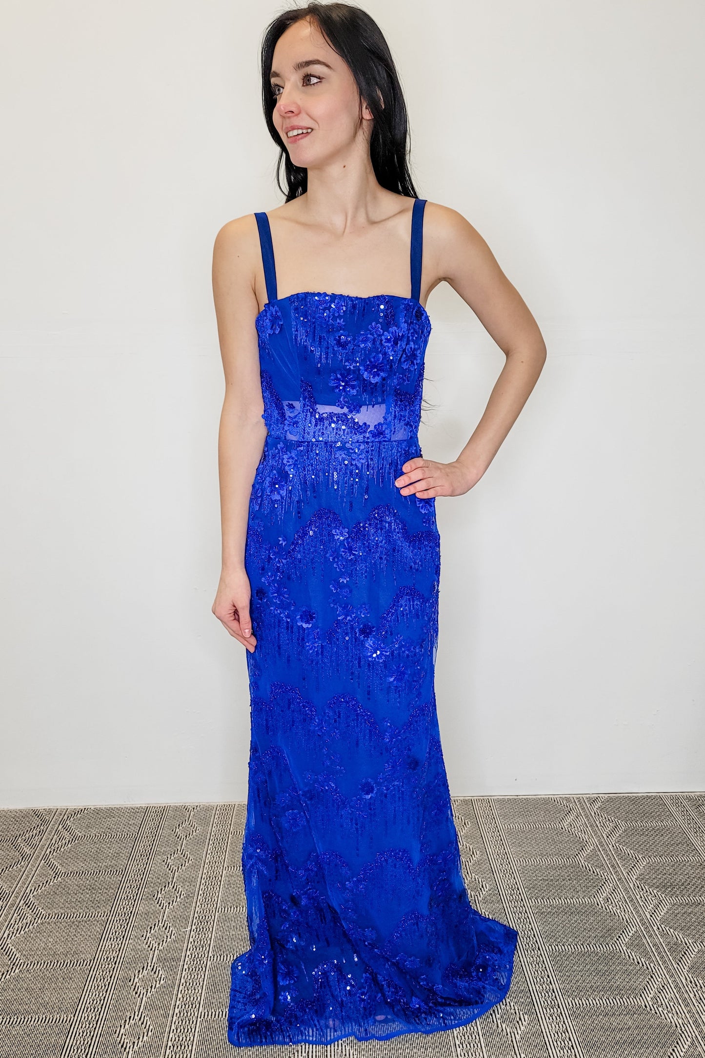 Dress The Population Royal Blue Embellished Mermaid Maxi Dress