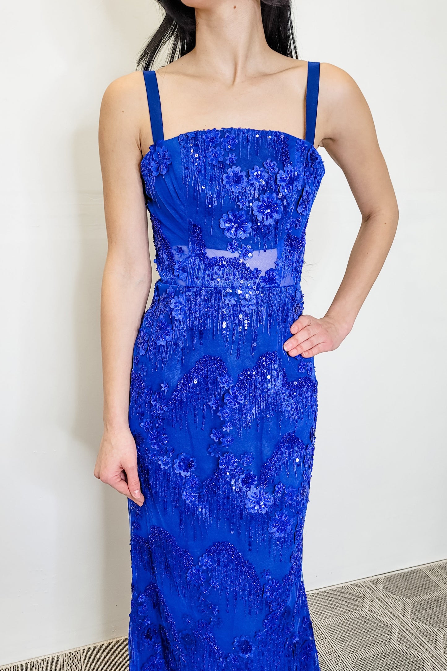 Dress The Population Royal Blue Embellished Mermaid Maxi Dress