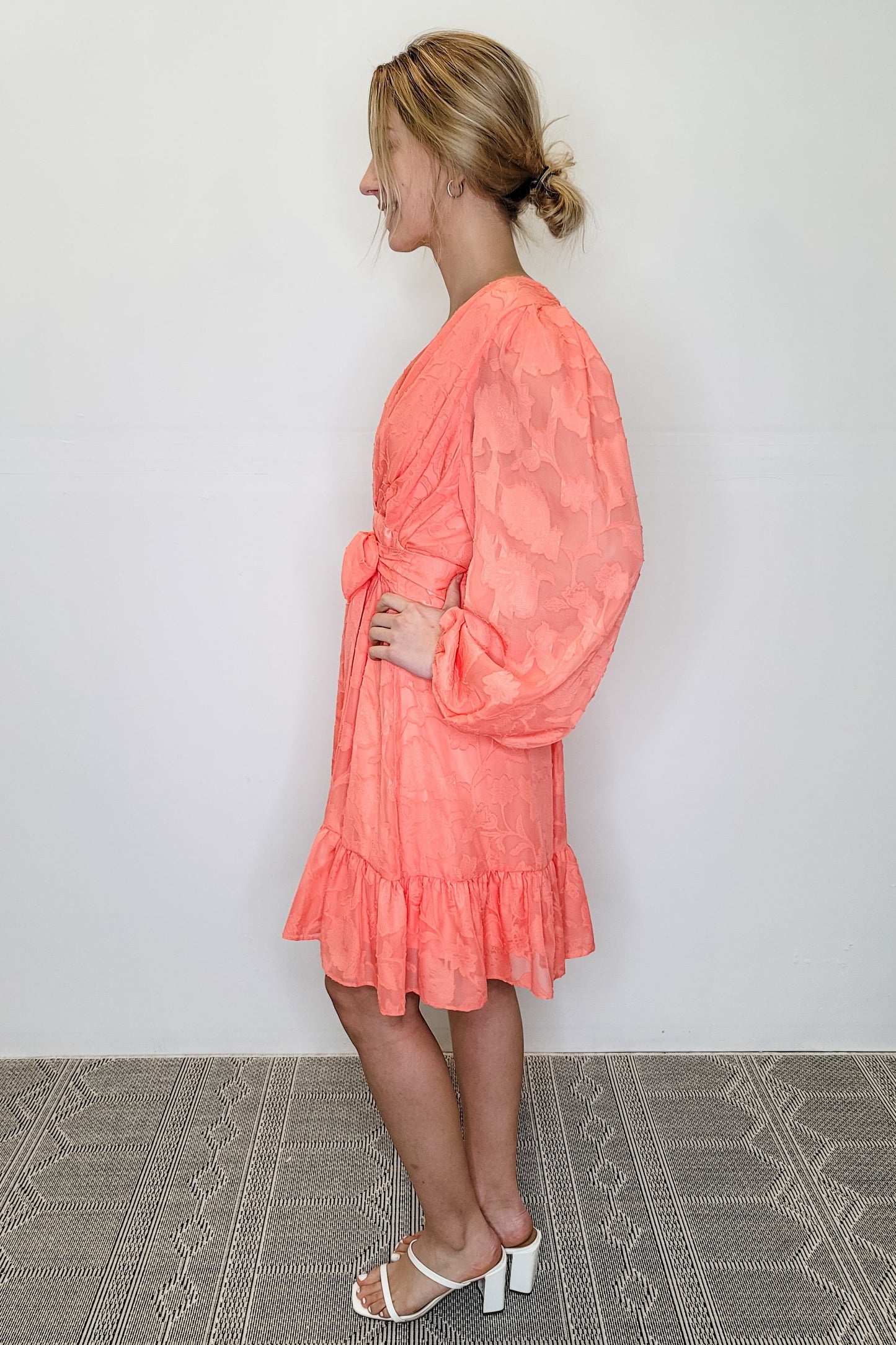 Alex Marie Coral Floral LS Mini Dress