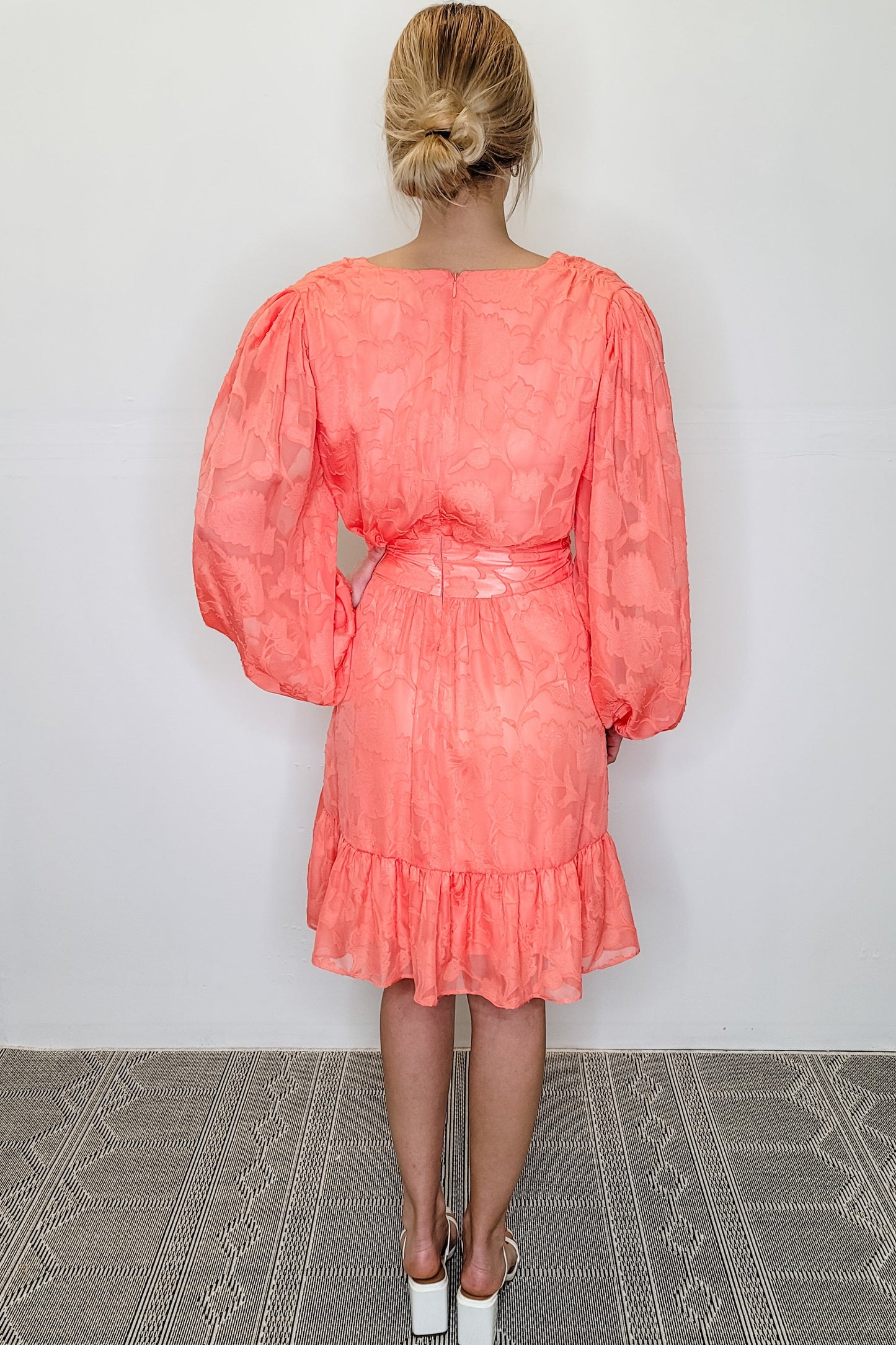 Alex Marie Coral Floral LS Mini Dress