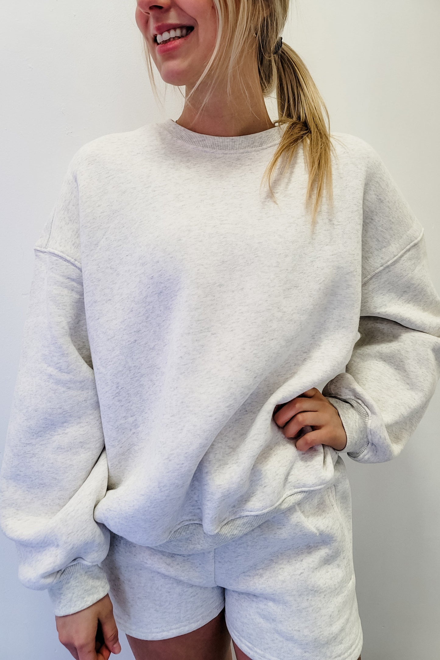 Heather White Everyday Oversized Crewneck