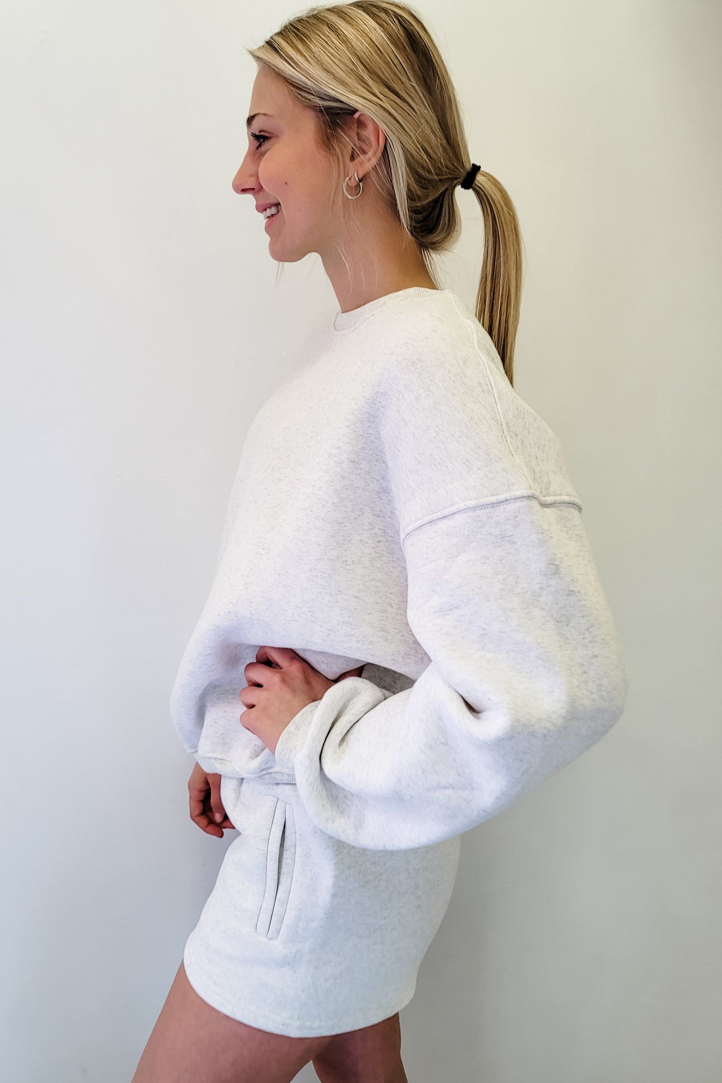 Heather White Everyday Oversized Crewneck