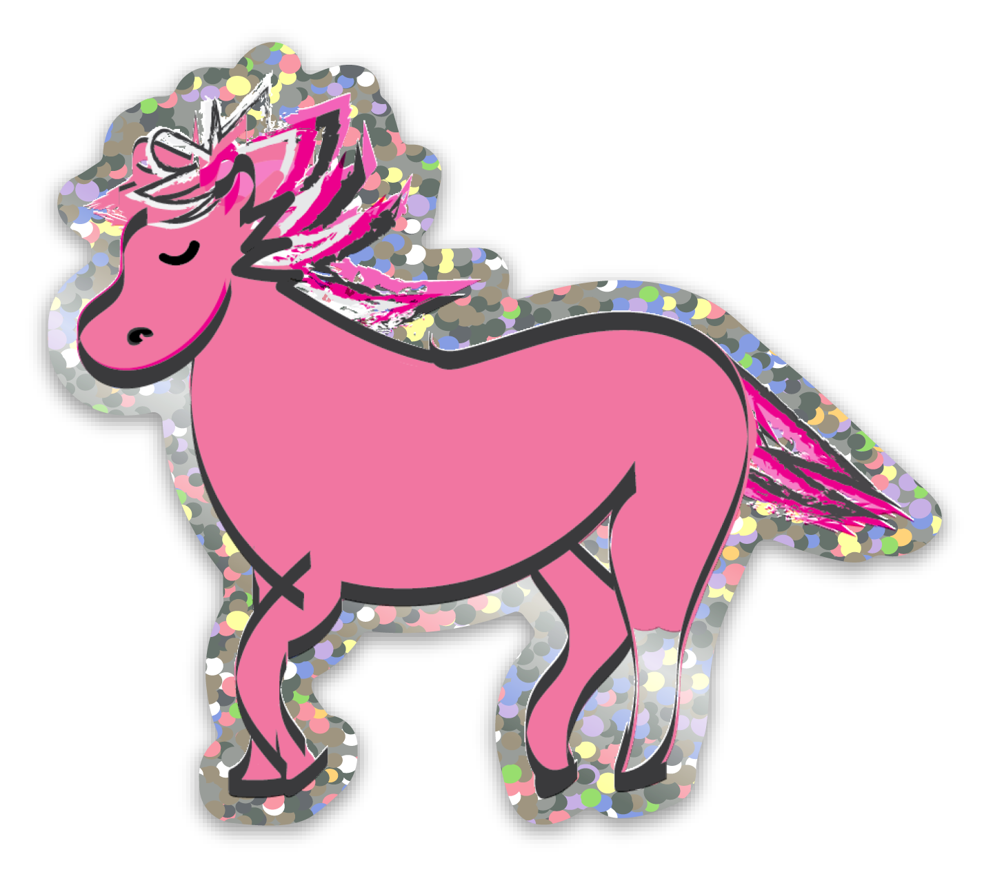 Pink Pony glitter sticker
