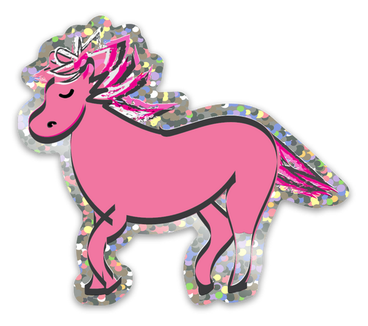Pink Pony glitter sticker