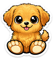 Chibi Golden Retriever Sticker