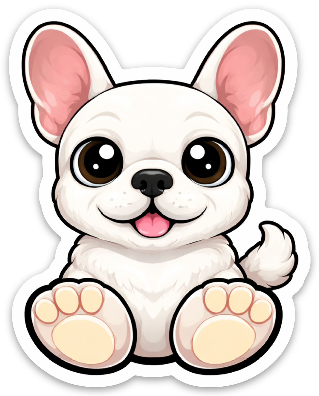 Chibi White Pug Sticker