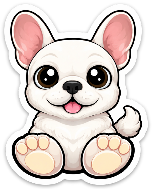 Chibi White Pug Sticker