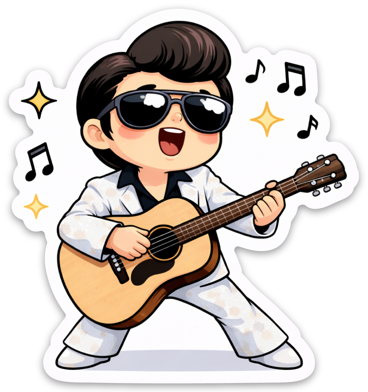 Rock N Roll Guitar Icon Sticker
