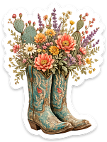 turquise boots in bloom DIECUT sticker