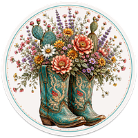 turquoise boots in bloom CIRCLE sticker