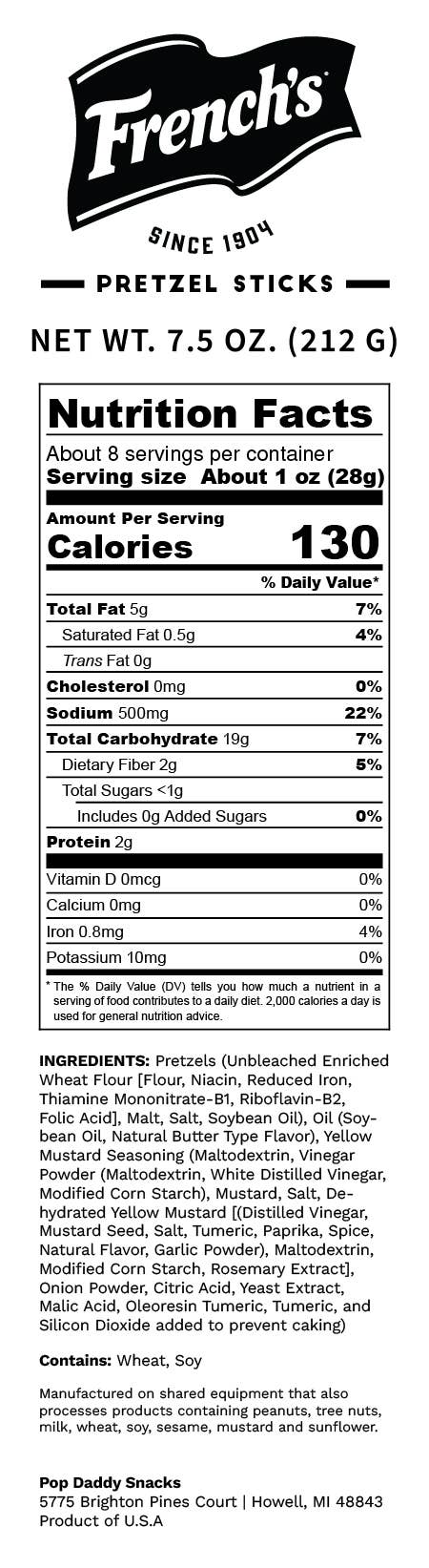 Seasoned Pretzels - 7.5oz - French's Mustard