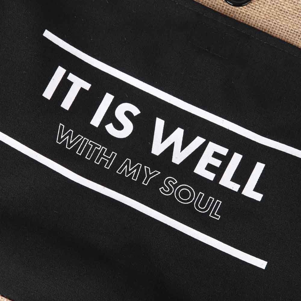 Jute Tote Bag - It Is Well - 17x13.5x6