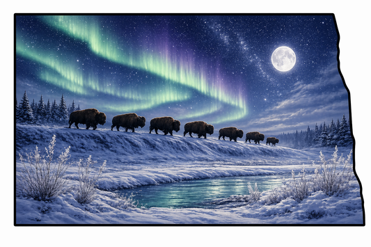 ND Buffalo Northern Lights Winter MAGNET