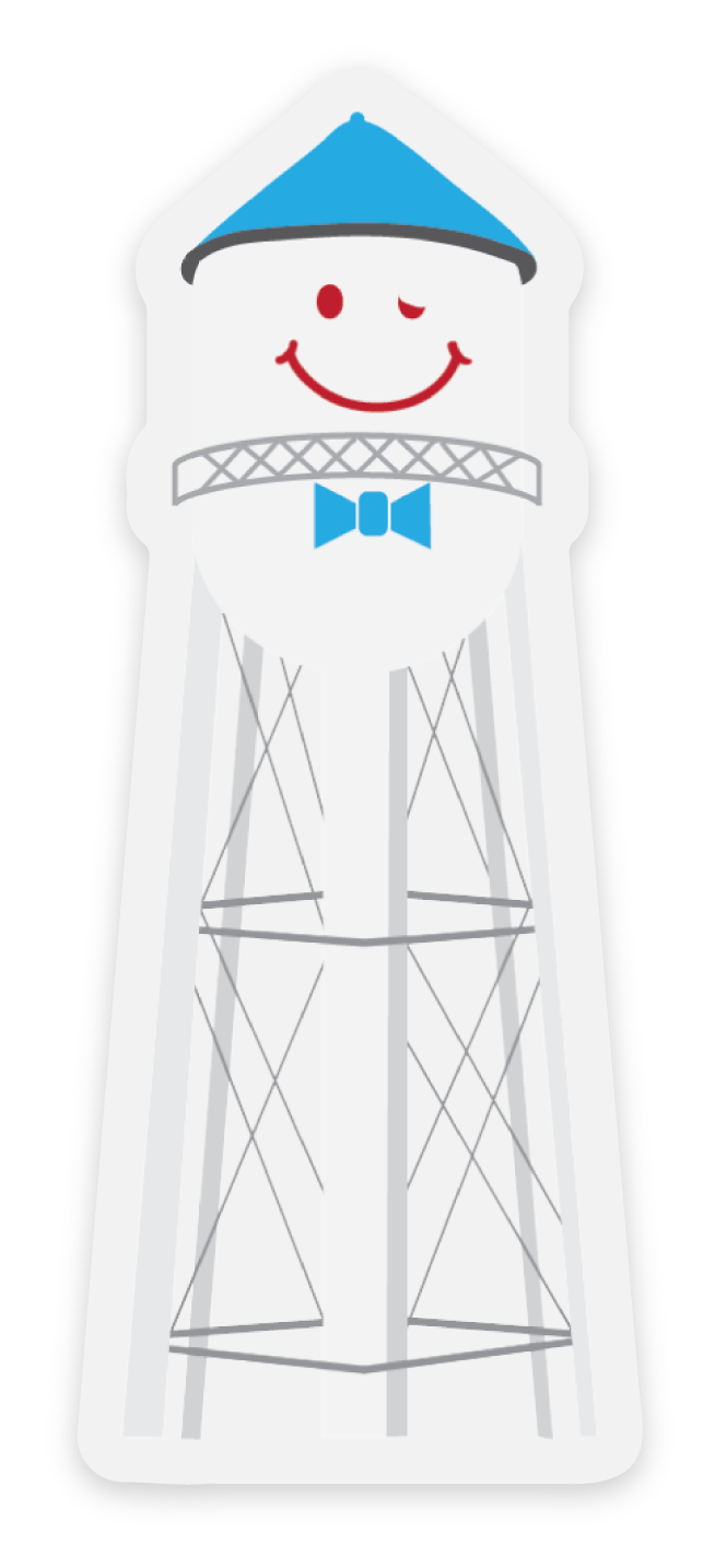 Classic Smiley Water Tower sticker