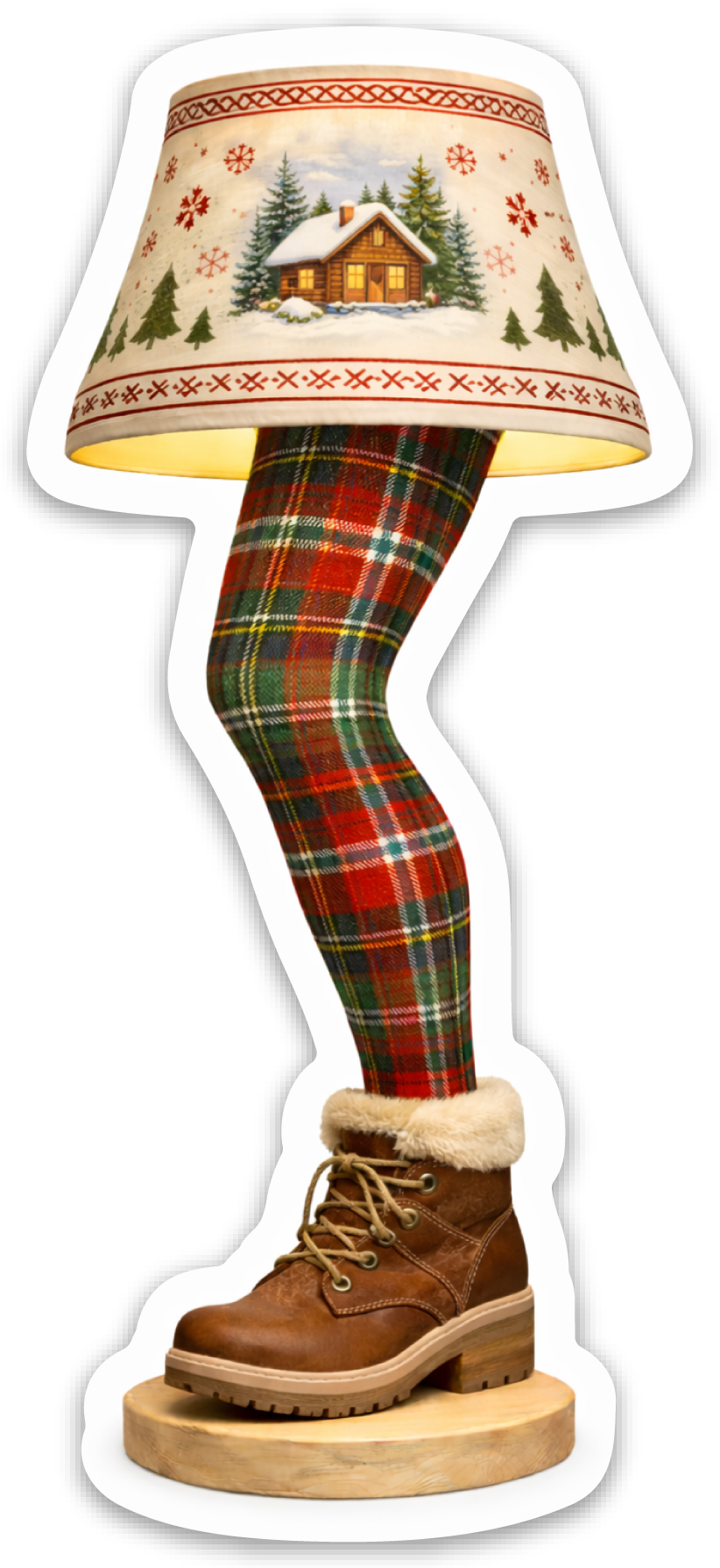Plaid Cabin Glow Lamp Sticker