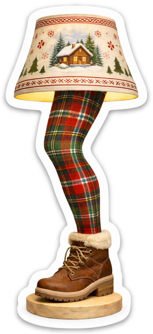 Plaid Cabin Glow Lamp Sticker