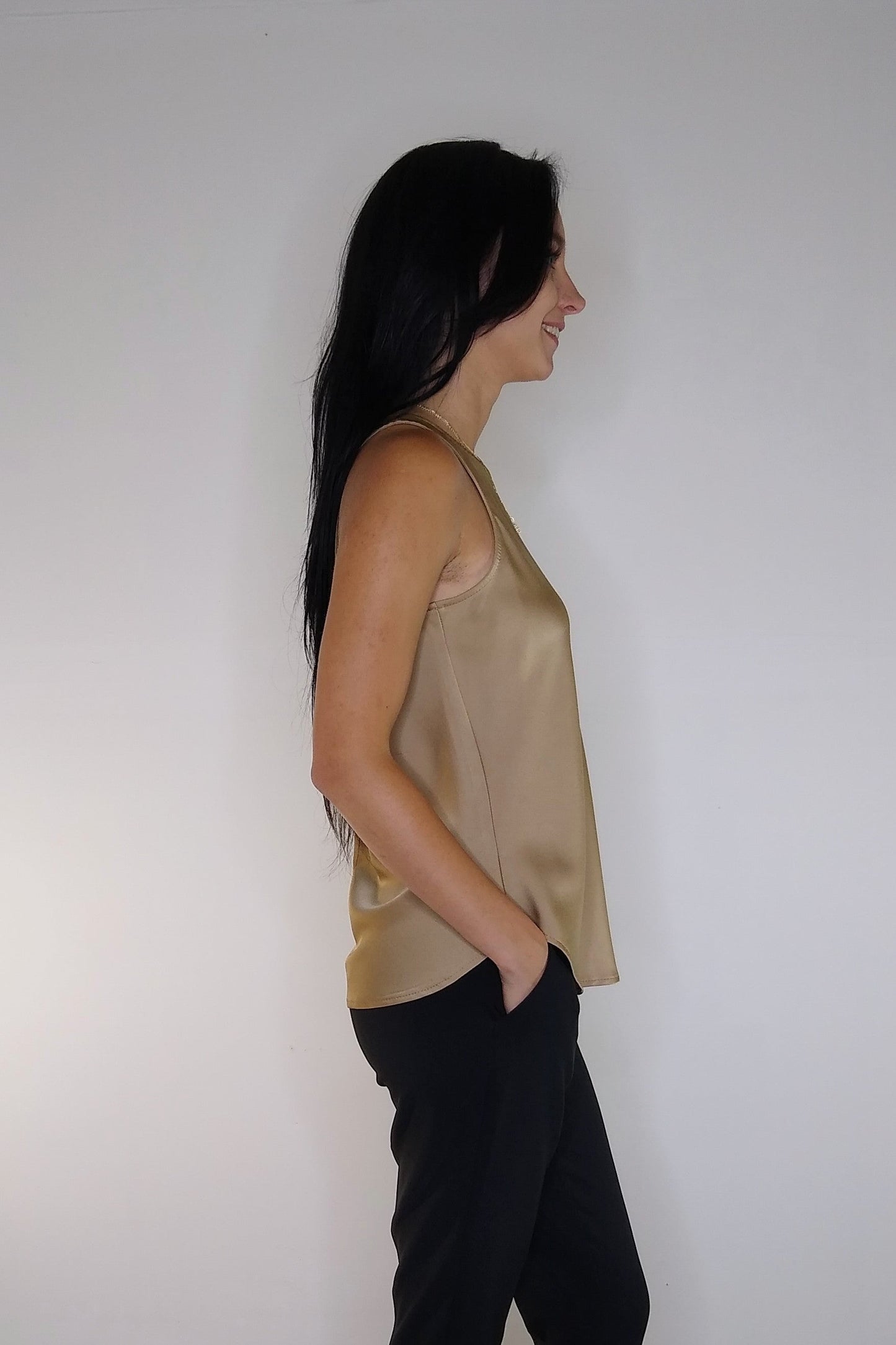 ILTM Champagne Luna Satin Tank Top