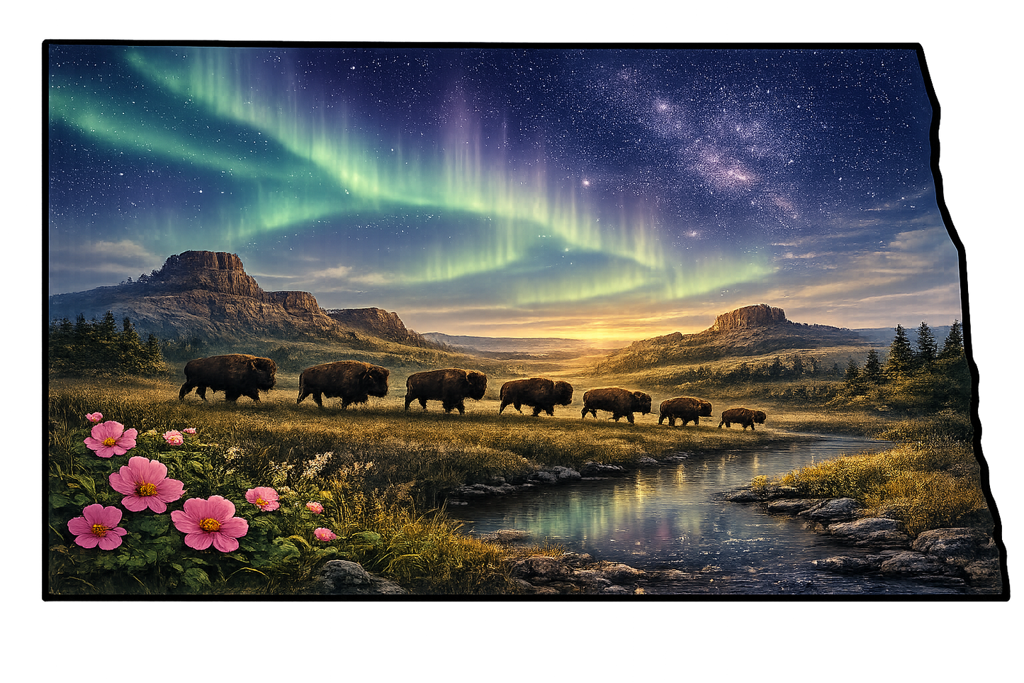 ND Buffalo Northern Lights SUMMER sticker