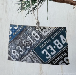 ND License plate collage ornament